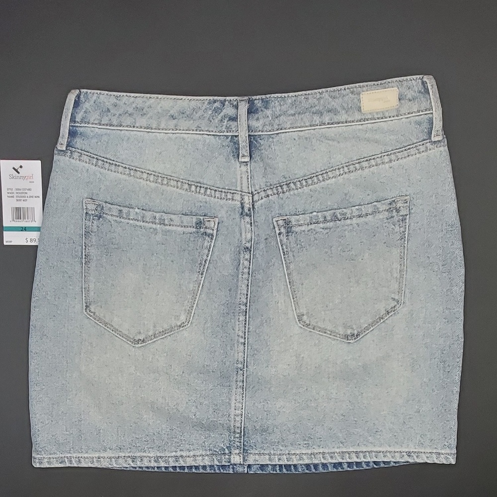Skinnygirl A-line 5-pocket Studded Jean Skirt 24 - Picture 5 of 7